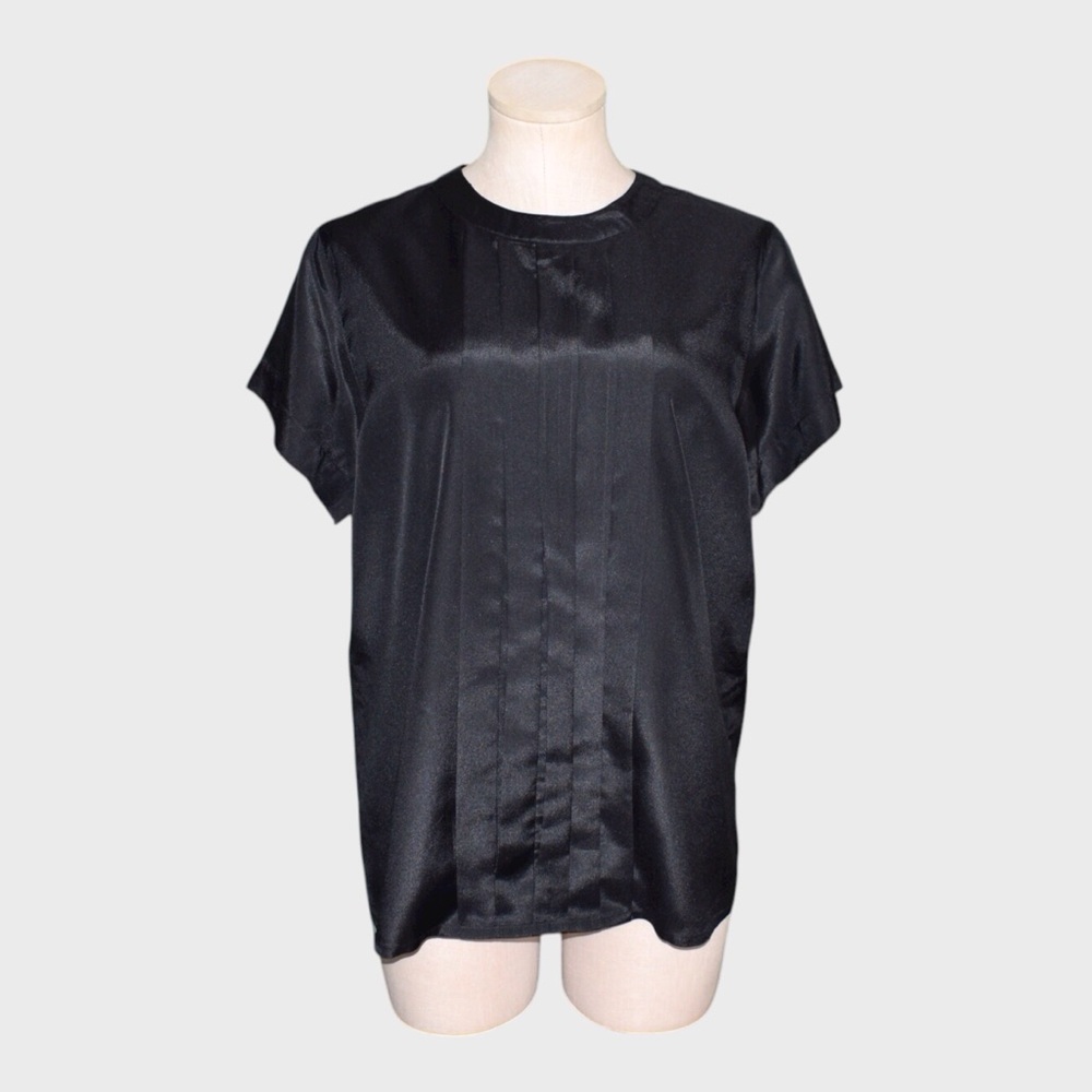 David Matthew Vintage Satin Pleated Front‎ Blouse